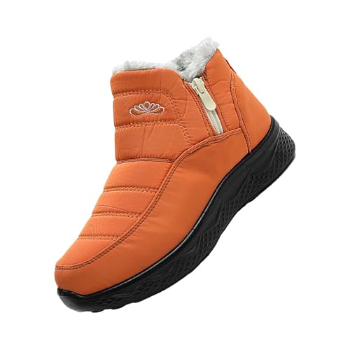 Snow Boots Womens UK 6,Women Warm Lining Ankle Boots Winter Sneaker Cold Weather Boot Shoes Classic Faux Fur Lined Winter Boots Comfy Thermal Boots 2024 A1_Orange