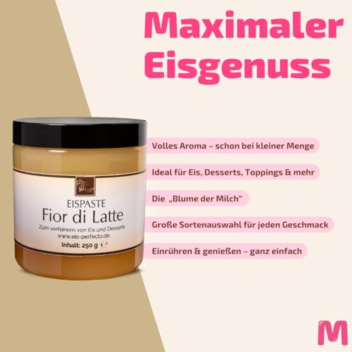 Fior di Latte Eispaste │ Cremiger Genuss mit zarter Milchnote │ MEGA GESCHMACK │ Verfeinere dein Eis, Desserts, Getränke uvm mit einer extra Portion Geschmack │ Inhalt 250 g – Bild 4