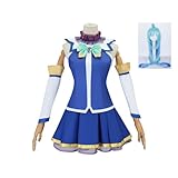 Hryuiew Aqua Costume Anime Konosuba Aqua Women Costume Blue Dress Uniform Suit with Wig Accessories for Halloween Party (blue(with wig), Small)