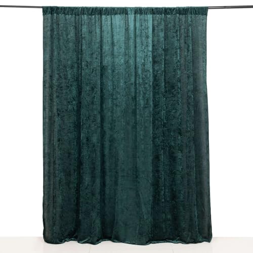 Efavormart 8ft x 8ft Hunter Green Premium Smooth Velvet Backdrop Curtain, Forest Moody Stage Panel with Rod Pocket for Botanical Weddings and Holiday Decor