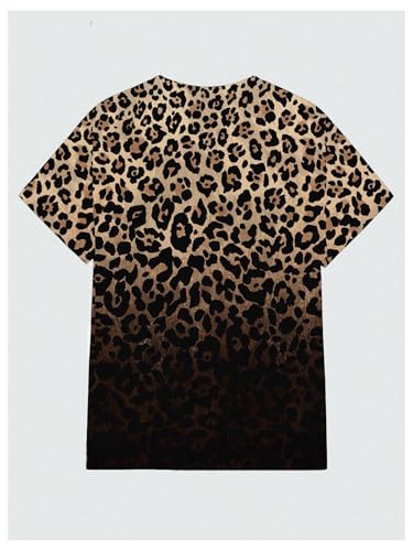 Men's Leopard Print T Shirts Y2K Cheetah Crew Neck Short Sleeve Tees Vintage Tops Trendy Clubwear3