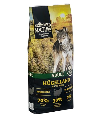 Dehner Wild Nature Hundefutter Hügelland, Trockenfutter getreidefrei, für ausgewachsene Hunde, Truthahn 12 kg