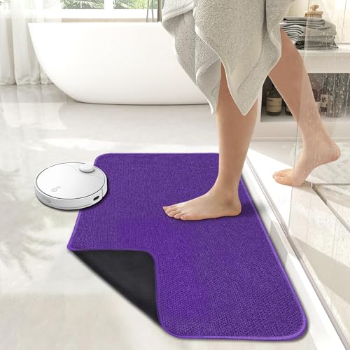 Image of Bath Mat,Ultra Thin Bathroom Rugs,Rubber Bath Mats for Bathroom,No Slip Bath Rugs,Quick Dry,Machine Washable,Low Pile,Absorbent,Shower Outside,Sink,Home Decor Accessories.Purple,2'x3'(24x36inch)