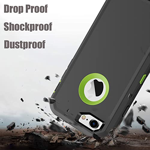 Annymall Case Compatible for iPhone 8 & iPhone 7, Heavy Duty [with Kickstand] [Built-in Screen Protector] Tough 4 in1 Rugged Shorkproof Cover for Apple iPhone 7 / iPhone 8 (Dark Grey/Green) by Annymall - Image 5