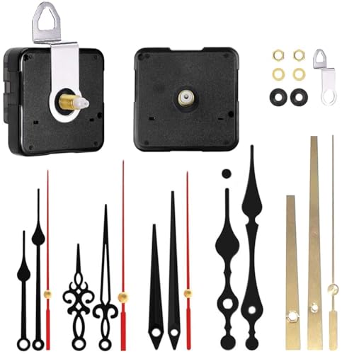 StFlyBro 2-Pack Silent Sweep Quartz Clock Movements with 5 Versatile Clock Hands – DIY Wall Clock Repair Kit (Black)