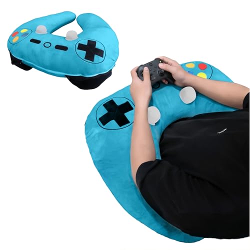Moginno Gaming Pillow Lap Desk Reading Pillow for Adults Teens Arm Support Pillow for Sitting in Bed Sofa Playing Steam Deck/Switch/Xbox/PS5 Gamer Gifts for Men Teenage Boy Blue