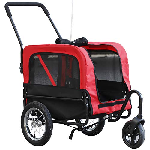 image for Aosom Elite-Jr 2-in-1 Dog Pet Bicycle Trailer/Jogging Stroller with 36