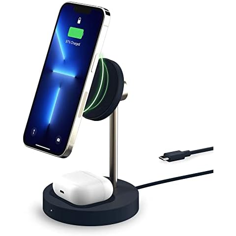 iOttie Velox Magnetic Wireless Duo Stand. 7.5W Mounting Stand + 5W Charging Pad. MagSafe Compatible for iPhone 12, iPhone 13, iPhone 14, & iPhone 15 Series & Qi AirPods Charger (Adapter not Included) Cover