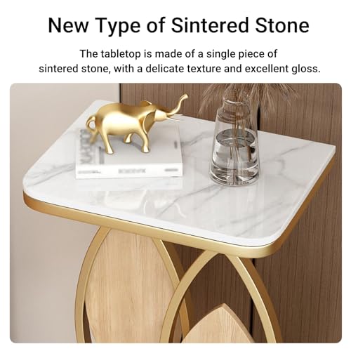 Mesa de entrada con parte superior de mármol elegante y base artística 7