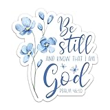 3PCs Be Still and Know That I am God Sticker, Flower Psalm 46:10 Bible Verse Stickers, Christian Faith Decals, Scripture Vinyl Waterproof Religious Stickers for Laptop Water Bottle Journal (3 Inches)