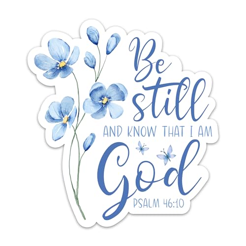 3PCs Be Still and Know That I am God Sticker, Flower Psalm 46:10 Bible Verse Stickers, Christian Faith Decals, Scripture Vinyl Waterproof Religious Stickers for Laptop Water Bottle Journal (3 Inches)