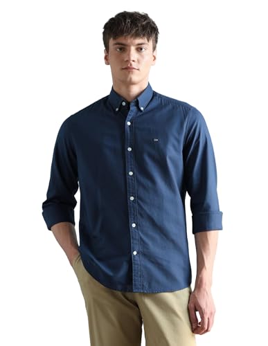 Image of Arrow Sport Solid Slim Fit Cotton Shirt for Men - Full Sleeve Mens Casual Shirts
