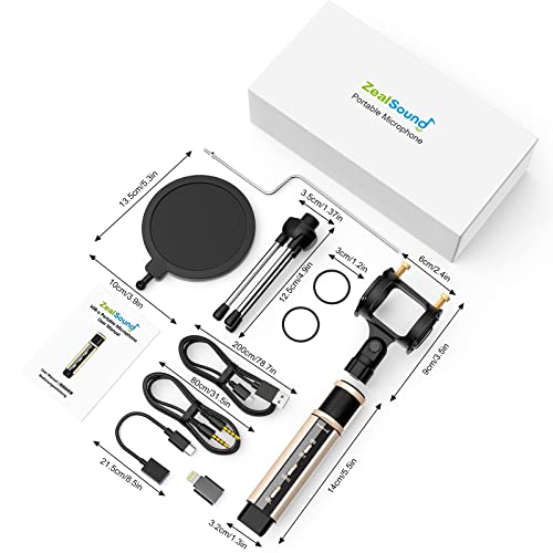 Zealsound Microphone,Usb&3.5Mm Mic W/Type-C Adapter For I-Phone Computer Phone,Condenser Microphone With Echo Volume,Tripod Stand,Pop Filter,For Asmr Video Recording Streaming Discord Twitch #TOP6