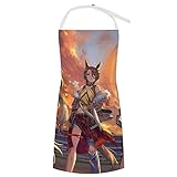 [RFSHOPWF] ウマ娘 ライスシャワー エプロン H型シンプルカフェエプロン おしゃれレディースメンズポケット付き シワになりにくい撥水汚れにくい家庭用ピナフォア 保育士キッチン業務用作業用えぷろん。70cm×84cm