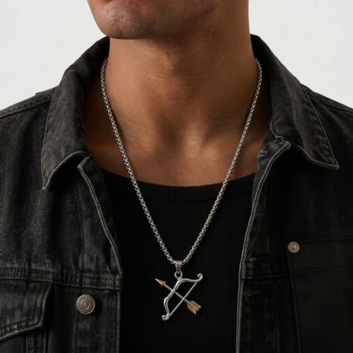 Image of THE MEN THING - Sanatan Divine Symbols Oxidised Pendant Necklace with 24inch Round Box Chain for Men & Boys