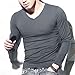 Mens Casual V-Neck Long Sleeve T-Shirts Classic Soft Lightweight Stretch Athletic Shirts Slim Fit Undershirts Tees (XX-Large,Dark Grey)
