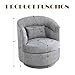 CANMOV Swivel Accent Chair, 360 Degree Round Swivel Barrel Chair with Pillow, Upholstered Comfy Barrel Armchair Single Club Sofa Chair for Living Room,Bedroom, Reading Room, Dark Grey