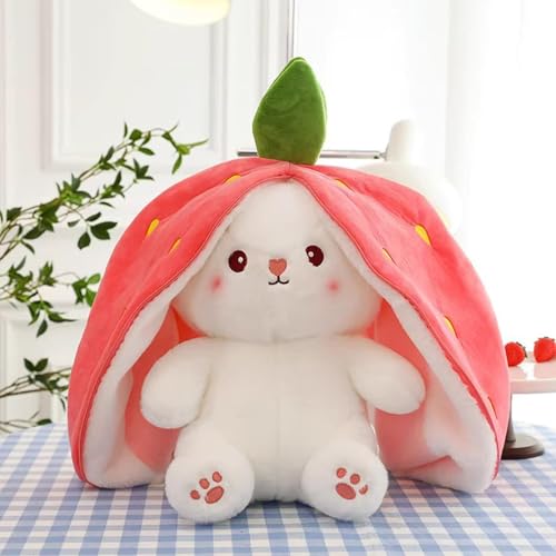 Yuwnd Osterhase Plüschtier Hase, Flip Hasen Osterhase, Erdbeeren Plüschtier, Ostergeschenke für Jungen und Mädchen (Strawberry Rabbit, 23cm)
