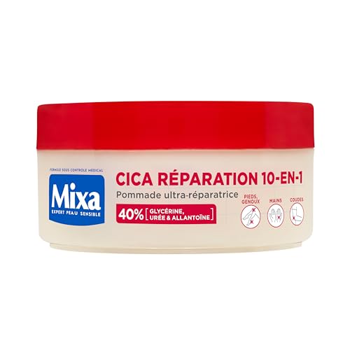 Mixa Expert Peau Sensible - Pommade Ultra-Réparatrice Cica Réparation 10-en-1 - Peaux Extra Sèches et Rugosités - Pieds, Genoux, Mains, Coudes - 100H...
