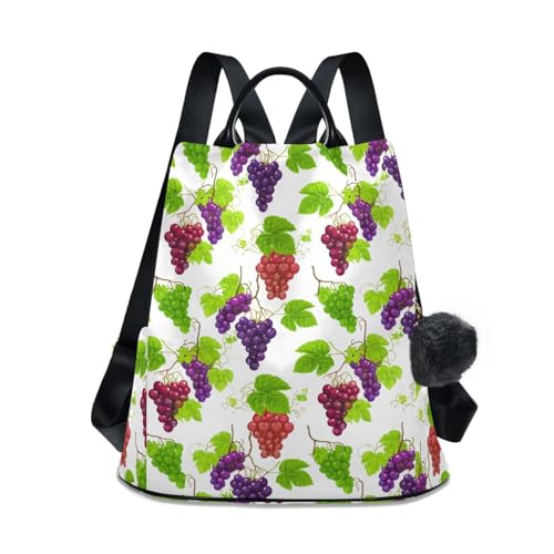 Sac à dos antivol femme contre les pickpockets motif raisin violet rouge tendance