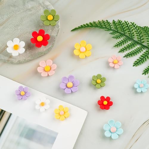 Image of Stylish Fridge Magnets, Set of 18 Mini Ceramic Vase Magnets for Refrigerator, Colorful Decorative Flower Magnets for Kitchen, Office, Photo Display and Note Organization