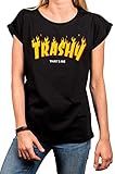 MAKAYA Maglia Donna Maglietta con Scritte Divertenti Farsi - Trashy Trasher T-Shirt Top Tshirt Nera S