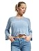Produktbild ONLY Damen Eleganter Strickpullover | Cropped 3/4 Arm Shirt | Knitted Pointelle Stretch Sweater ONLNOLA, Farben:Hellblau, Größe:S