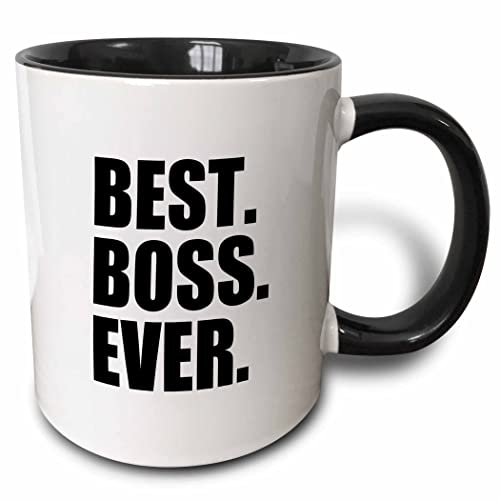 3dRose Best Boss Ever - fun funny humorous gifts 11oz Two-Tone Black Mug
