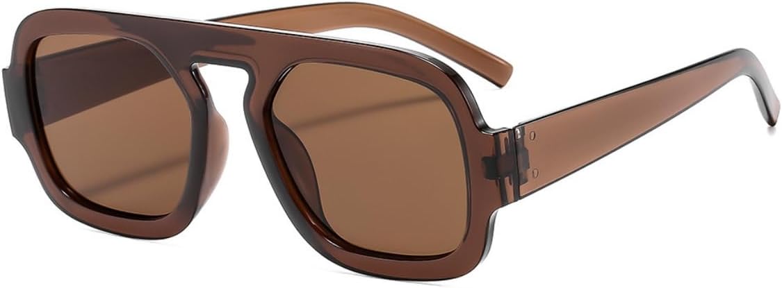 4 Pieces Trendy Square Aviator Sunglasses for Women Men Flat Top Frame Retro 70s Square Sun Glasses Vintage Shades