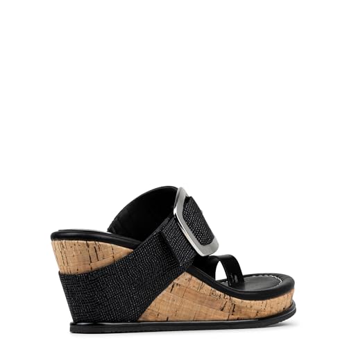 Donald Pliner Women's Gyer Wedge Sandals, Size 6.5 in Black Soft Patent, Comfortable, Cute, & Classy Slip-On Heeled Dress Sandals for Women, Casual Ladies Beach Shoes for Everyday, Errands, Events by Donald J Pliner - Used condition - Image 7