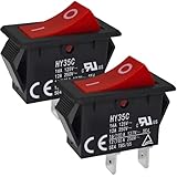 2Pcs HY35C Push Button Switch - ON-Off 2-Pin AC 125/250V 16/12A Rocker Switch for Household Electrical Appliances Industrial Electric