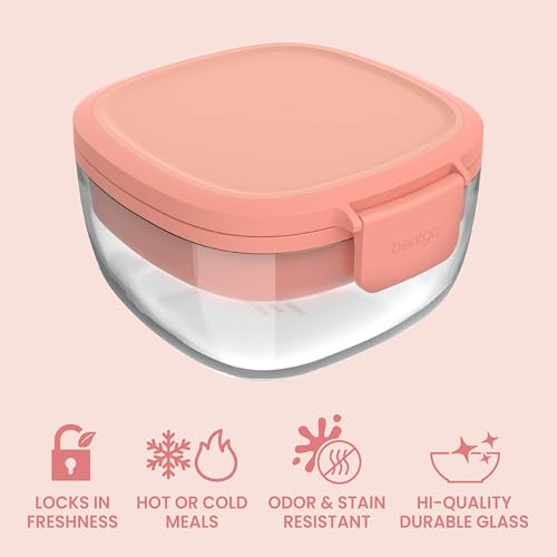 Image of Bentgo Glass Salad Container with Airtight Lid & Leak-Proof Sauce Cup