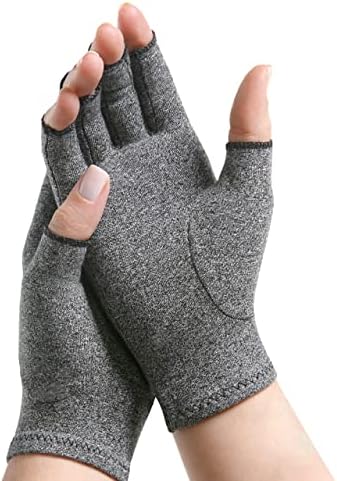 IMAK Compression Arthritis Gloves - Fingerless Gloves for Arthritis Pain Relief Support - Grey - X-Large