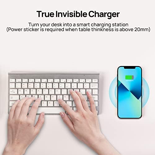 KPON Invisible Wireless Charger - 30mm Under Table Wireless Charger - Furniture Desk Wireless Charging Station for iPhone 14/13/12/11/X/8 and All Wireless Phones/Earbuds (with QC Adapter)