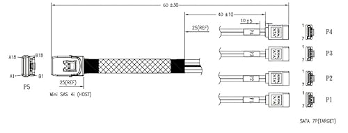 (2 Pack) Mini Sas 36Pin (Sff-8087) Male To 4 Sata 7Pin Female Cable Compatible Cbl-0137L-02 For Adaptec Raid 5405 5805 2405 51245 5164 52445 5405Z 5445 5445Z 5805Z 31205 31605 3405 3805 1405 #TOP4