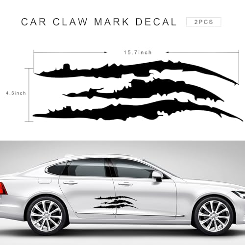 Image of 2 PCS Claw Mark Decals for Car, Headlight Sticker Waterproof Vinyl Stripes Scratch Decal, Monster Claw Scratch Mark Sticker Car Exterior Decor for SUV Pickup Truck (Black)