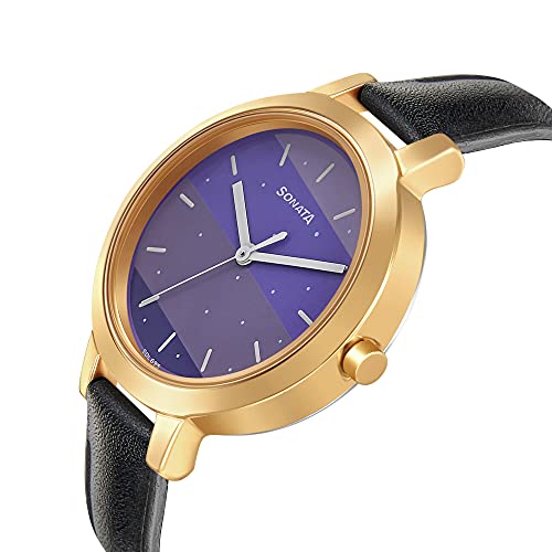 Image of Sonata Play Purple Dial Women Analog Watch with Leather Strap-8141WL06