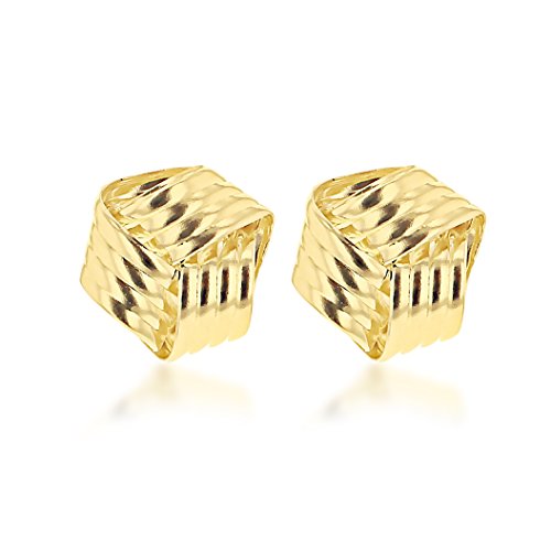 Boucles d'oreilles nœud côtelé or jaune CARISSIMA 8 mm pour un style quotidien élégant