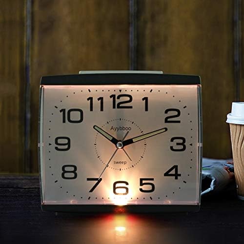 Ayybboo Alarm Clocks Bedside Battery Powered Analogue Non Ticking Silent with Nightlight Snooze Loud Alarm Bedside Bedroom Clock Large Size