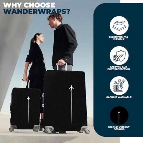Image of WanderWraps Spendex Polyester Protective Luggage Cover | Hard Luggage Trolley Bag Cover | Washable | Dust Proof | Stretchable | M - 24 inch |||| AstroJet