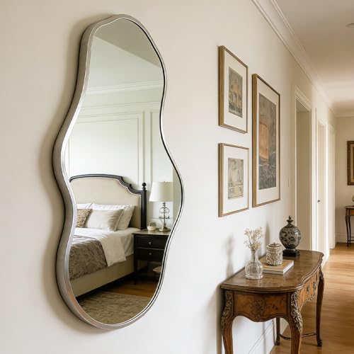 DECORKEY Irregular Wall Mirror Asymmetrical Mirror,18.5''x30'' Silver Mirror for Bathroom Bedroom Living Room Entryway, Decorative Modern Mirror,Wall Mouted（Silver by DECORKEY - Image 7