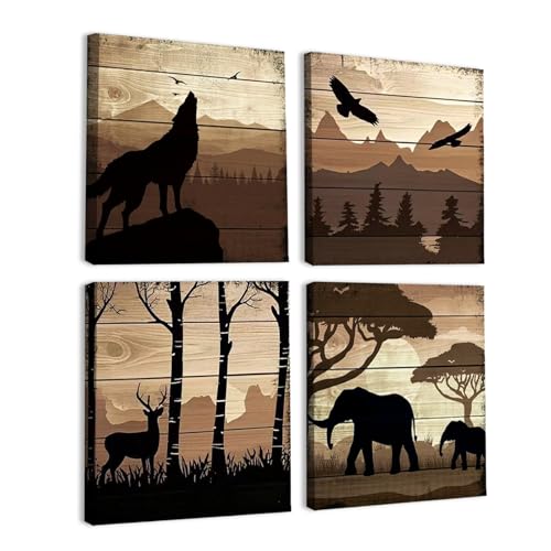 Peinture abstraite forêt et faune châssis bois haut de gamme