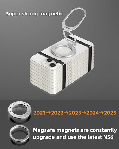Image of MINDSKY Phone Stand Phone Grip Compatible with iPhone 12 /13 /14 /15 Mini /Pro /Pro Max Accessories Removable Magnetic Finger Phone Ring Grip (Silver)