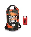 Bycc Bynn Camo Waterproof Dry Bag 5L/ 10L/ 15L 20L/ 30L, Roll Top Dry Compression Sack Keeps Gear Dry for Kayaking, Boating, Rafting, Fishing and Camping with 2L Small Waterproof Bag (Orange, 20L)