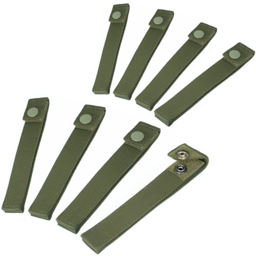 Molle Straps with Snaps 4 inch 6 inch, Tactical Molle Strap with Button Molle Panel Straps, Military Backpack Molle Accessories Snap Strap, Small Outdoor Molle Connectors (Army Green, 6 inch - 8 PCS)