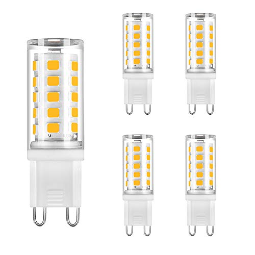 4W G9 LED Capsule Light Bulbs Cool White 6000K 230V-240VAC 360 Degree 28W 33W 40W Halogen G9 Lamp Equivalent, Daylight White G9 Enery Saving LED Bulb No Strobe No Flicker (5-Pack, Non-dimmable)