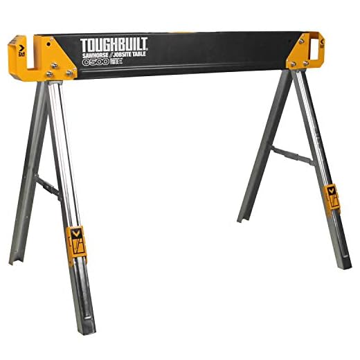 ToughBuilt - Sawhorse with 2x4 Support Arms 1100 LB Capacity - Heavy Duty Construction with Fast Open Legs and Easy Grip Handle - (TB-C500)