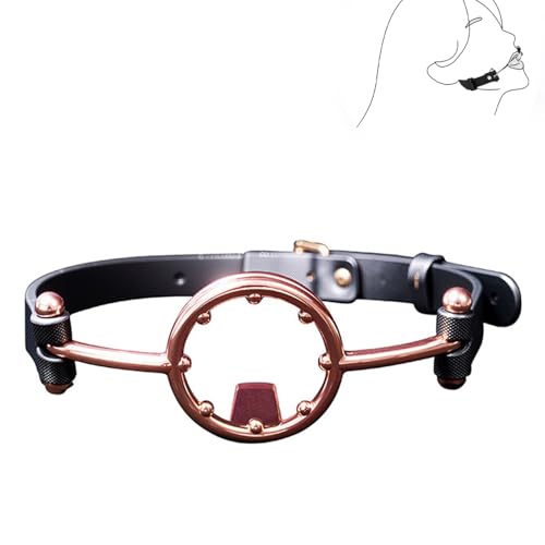 Metall Mundspreizer BDSM Knebel aus Leder Ring Gag Mundknebel für Bondage Fetisch Erotikspielzeug mit verstellbarem Kopfband diskrete Verpackung