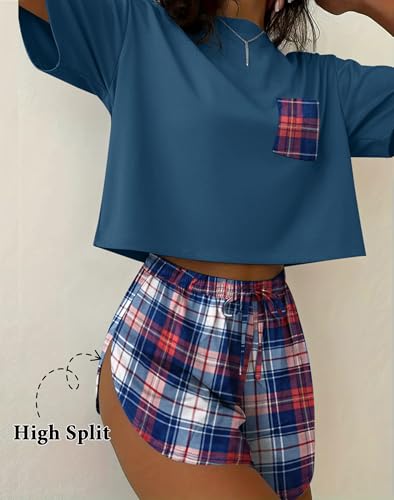 Image of Ekouaer Womens Pajama Sets Sexy Lounge Sets Side Split Short Pj Sets