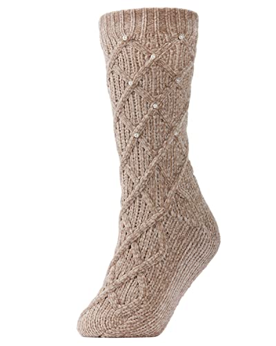 Memoi Collection Pearl Lattice Plush Lined Slipper Sock Taupe Mzp05405 One Size 9-11 #TOP13
